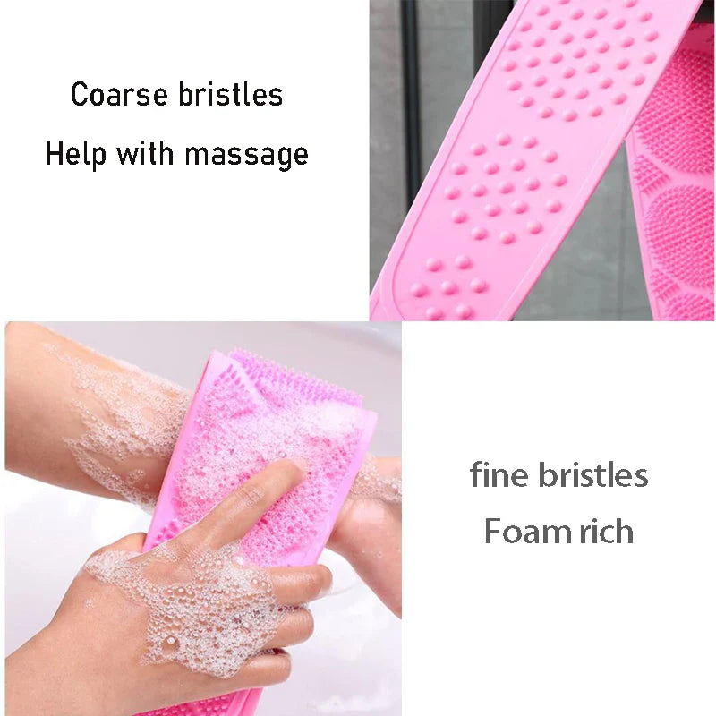 Body Scrubber Silicone Bath Brushes Shower Exfoliating Brush Belt Back Scrub Body Cleaner Cleaning Strap Bathroom Accessories
