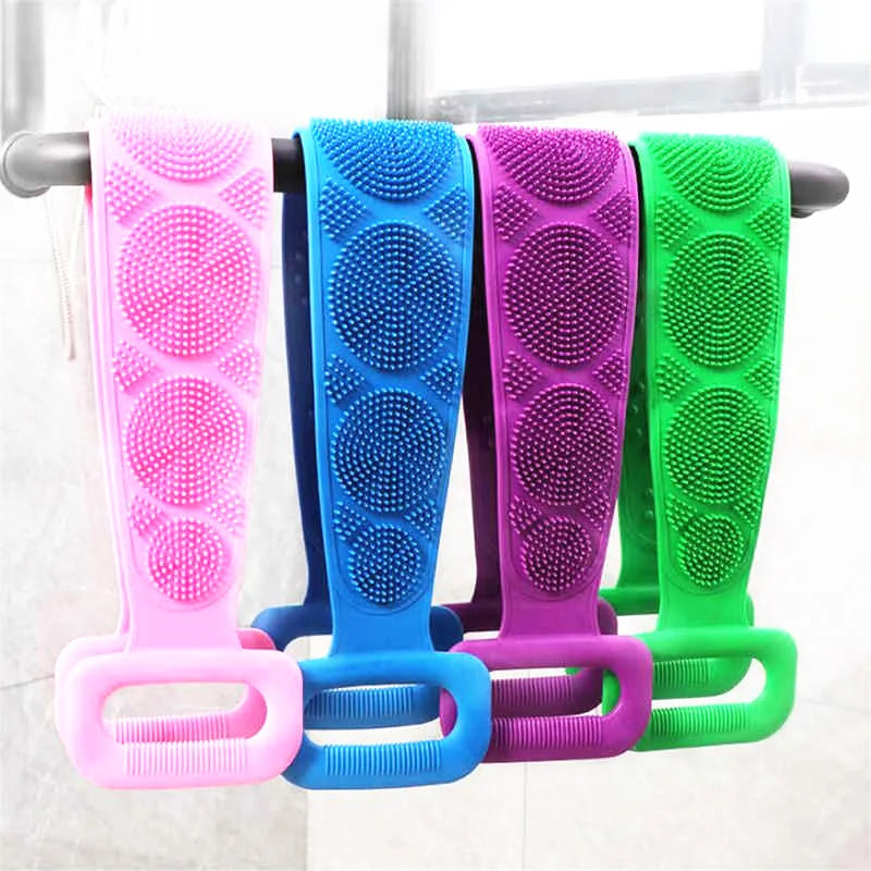 Body Scrubber Silicone Bath Brushes Shower Exfoliating Brush Belt Back Scrub Body Cleaner Cleaning Strap Bathroom Accessories