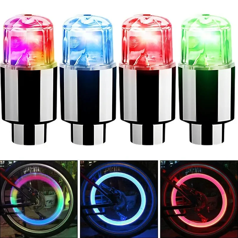 Car Hub Ambient Light Bicycle LED Tire Lights Universal Car Neon Lamp Valve Cover Lights Tire Colorful Flashing Bulb Decoration