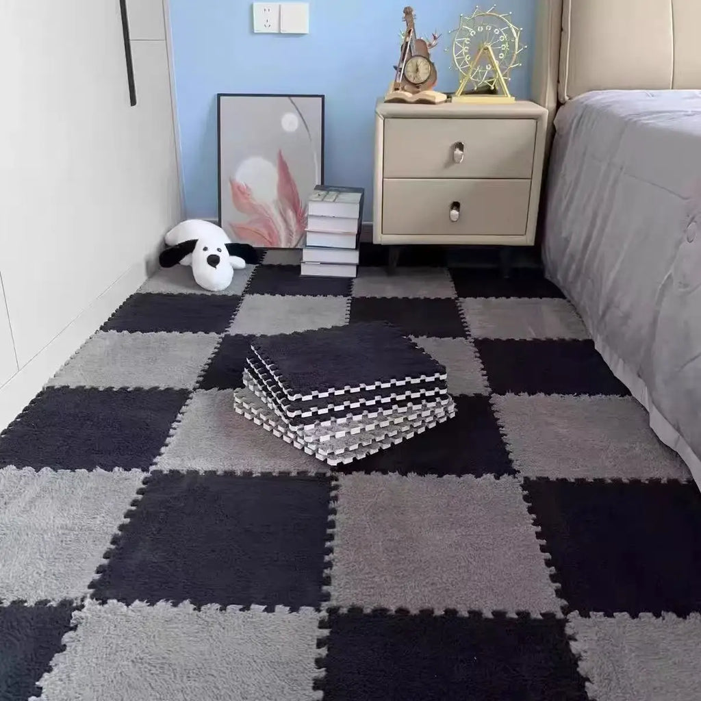 Plush carpet by the bed, full of splicing foam floor mats in the bedroom, cutting tatami mats for home use bedroom decor