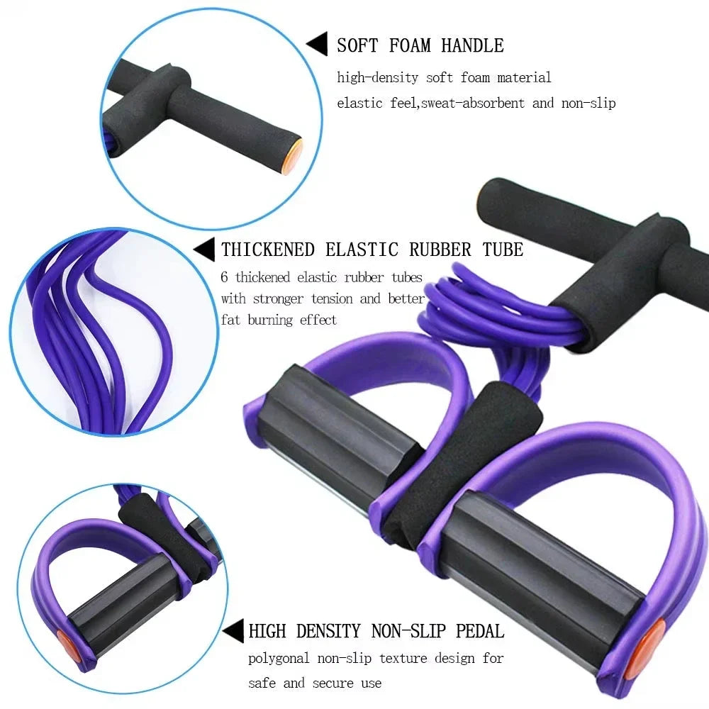 6-Tube Yoga Exercise Band Pedal Puller Band Elastic Pull Rope Flexipull Weerstandstrainer Resistance Bands for Abdomen Wais H4R6