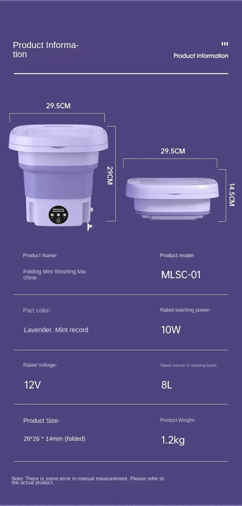 6.5L Portable Small Foldable Washing Machine with Spin Dryer For Socks Underwear Panties Washer Household Mini Washing Machine