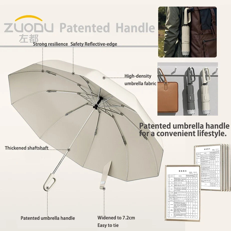 ZUODU New Style Reverse Automatic Umbrella Ring Buckle Design Reverse Umbrella Automatic Umbrella Sunscreen Umbrella Sunshade