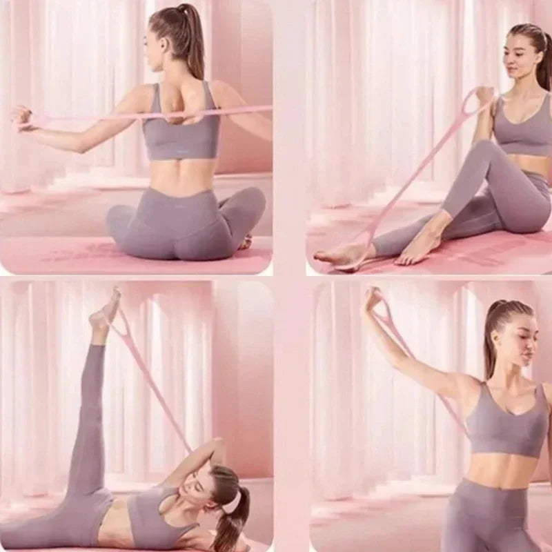 1PCS Fitness Stretching Belt With 8 Shaped Puller Arm Back Training Elastic Rope Yoga Auxiliary Exercise Equipment Home Female
