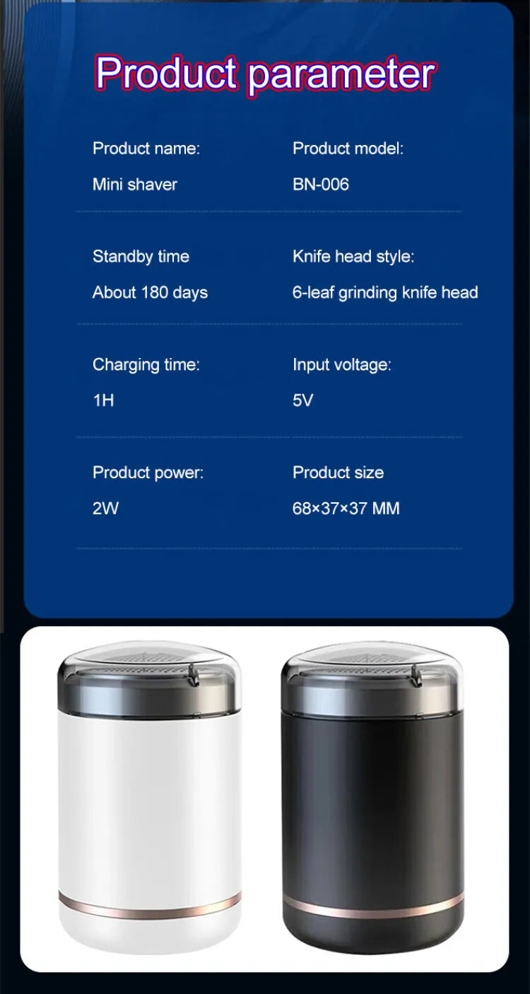 Mini Electric Shaver Portable Double Heads Quick Cleaning Type-C Rechargeable Razor Busines Travel Waterproof Small Razor Machin